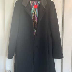 Via Spiga Black Wool Coat with patterned lining